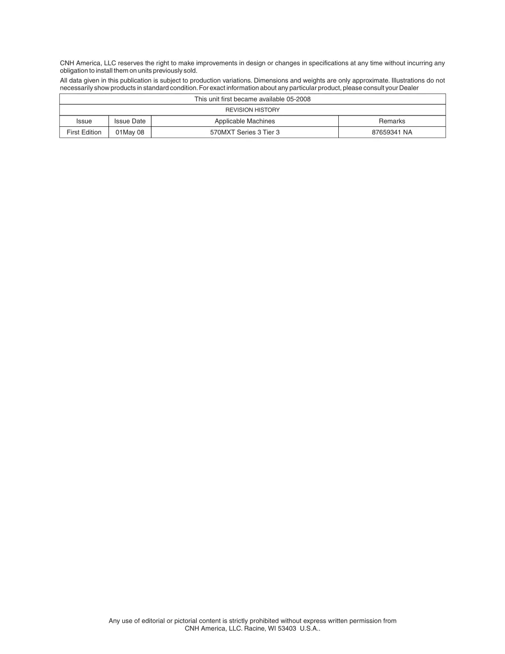cnh america llc reserves the right to make