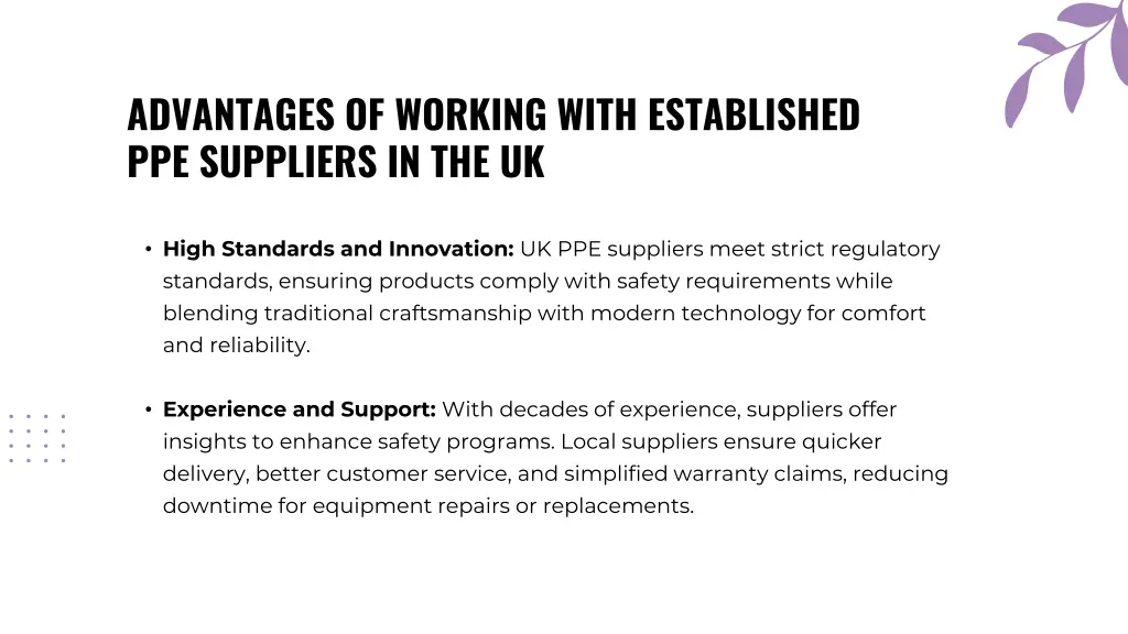 advantages of working with established