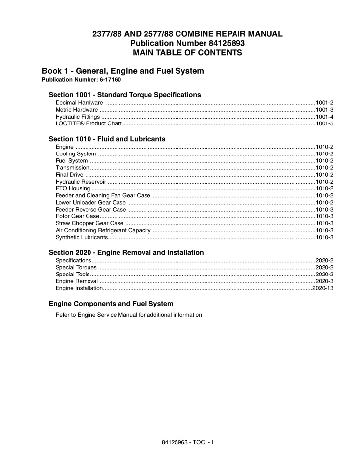 2377 88 and 2577 88 combine repair manual