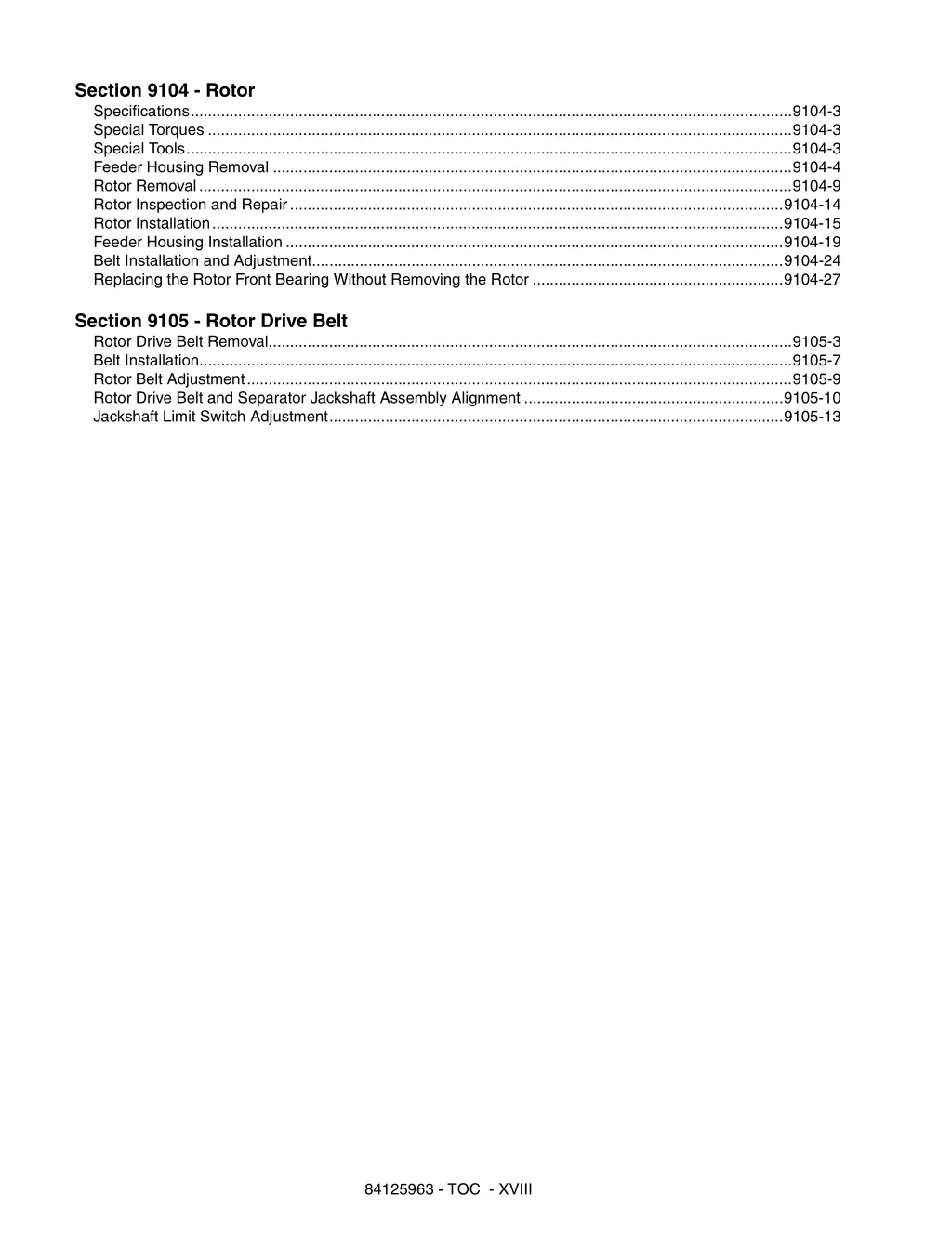 section 9104 rotor specifications 9104 3 special