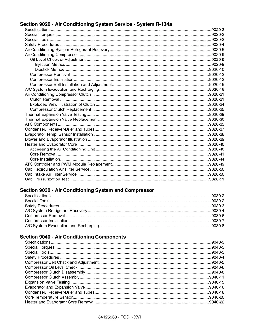 section 9020 air conditioning system service