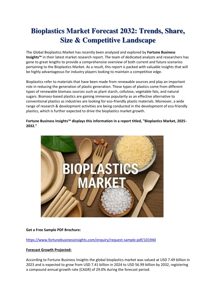 bioplastics market forecast 2032 trends share