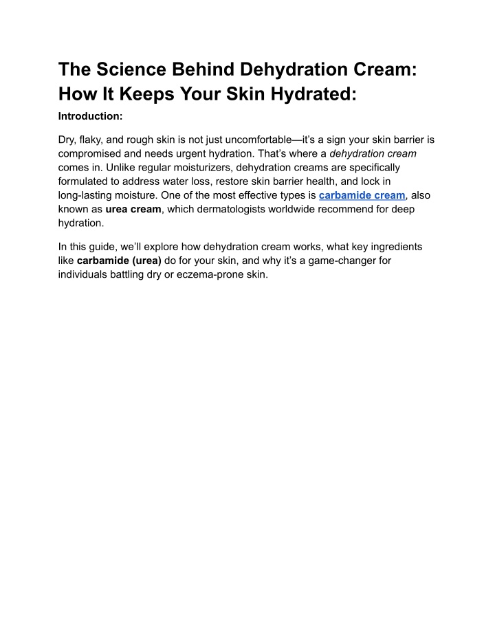 the science behind dehydration cream how it keeps