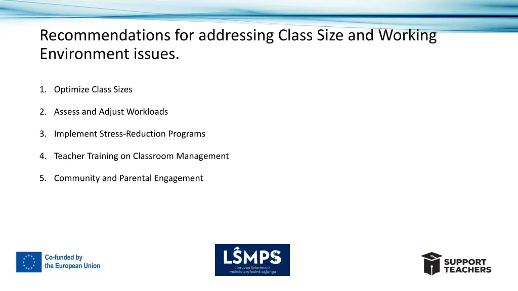 recommendations for addressing class size