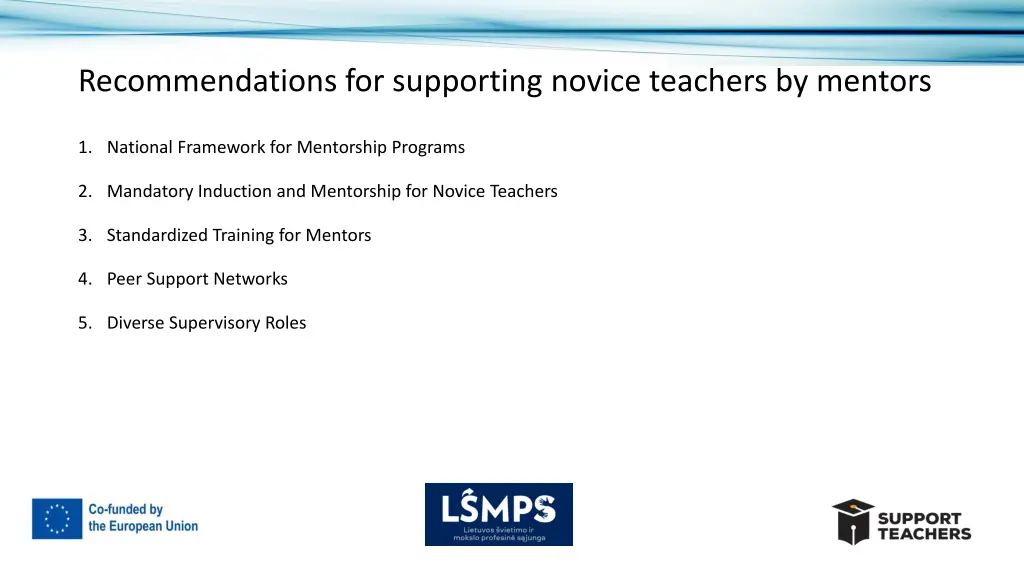 recommendations for supporting novice teachers