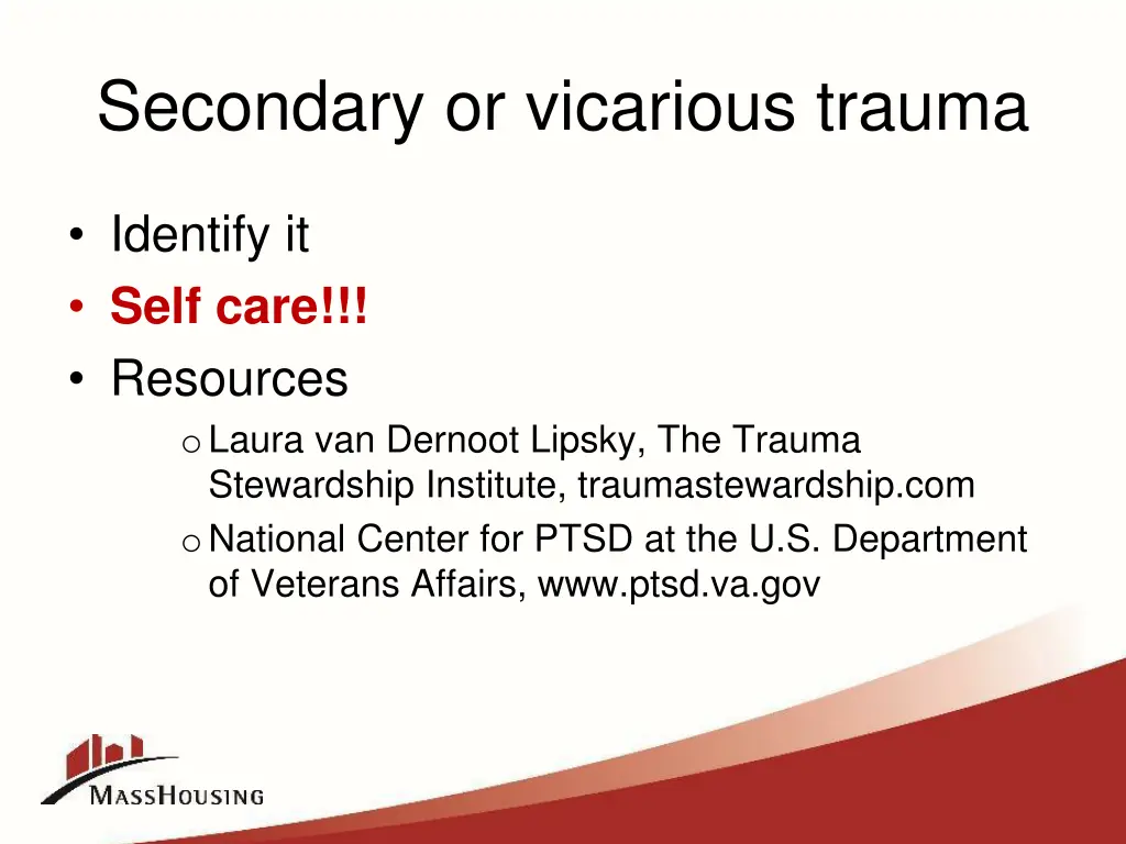 secondary or vicarious trauma