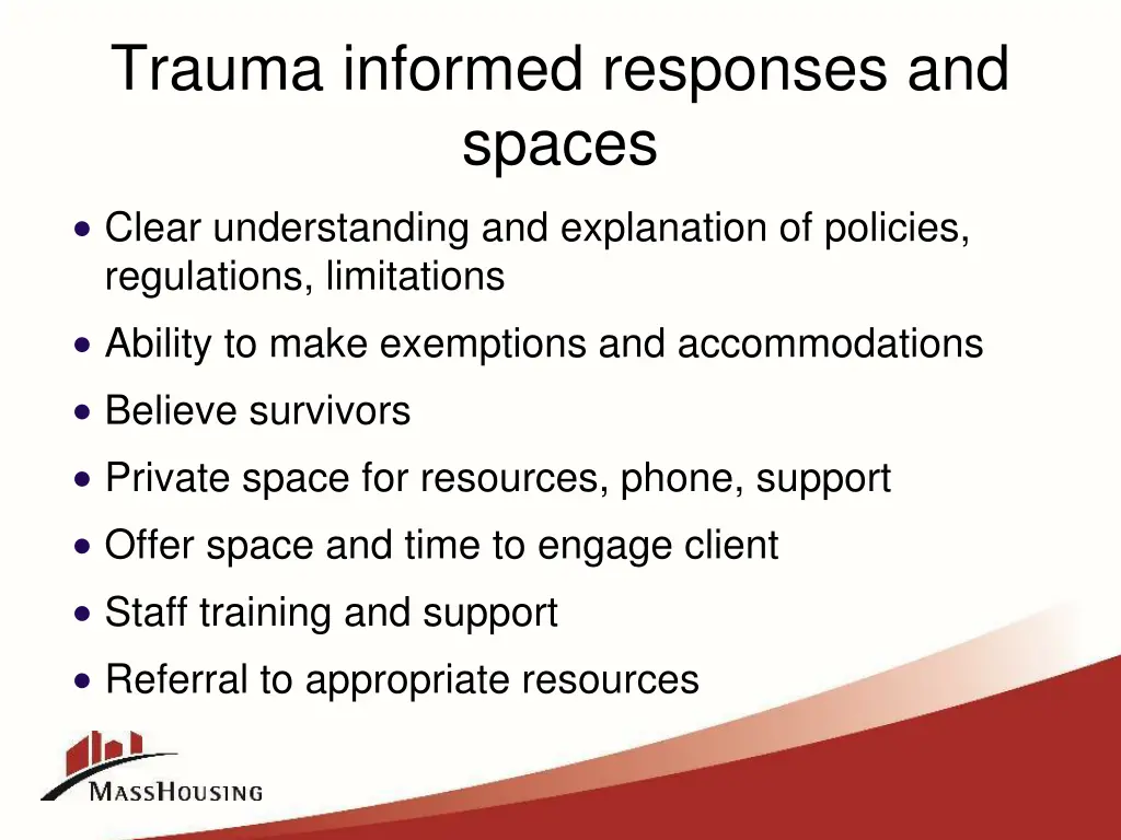 trauma informed responses and spaces