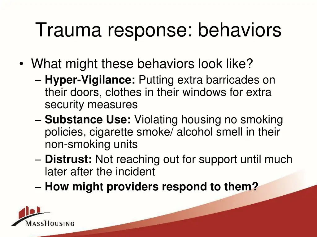 trauma response behaviors