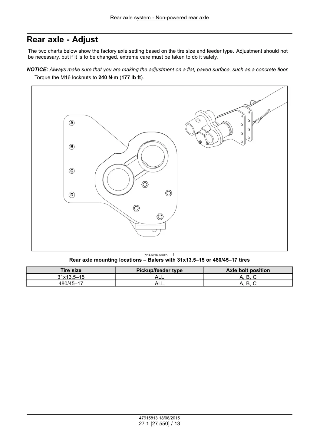 rear axle system non powered rear axle 10