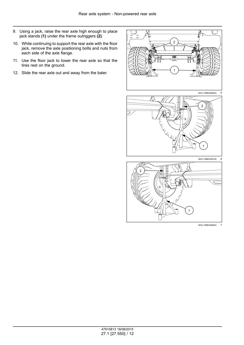 rear axle system non powered rear axle 9