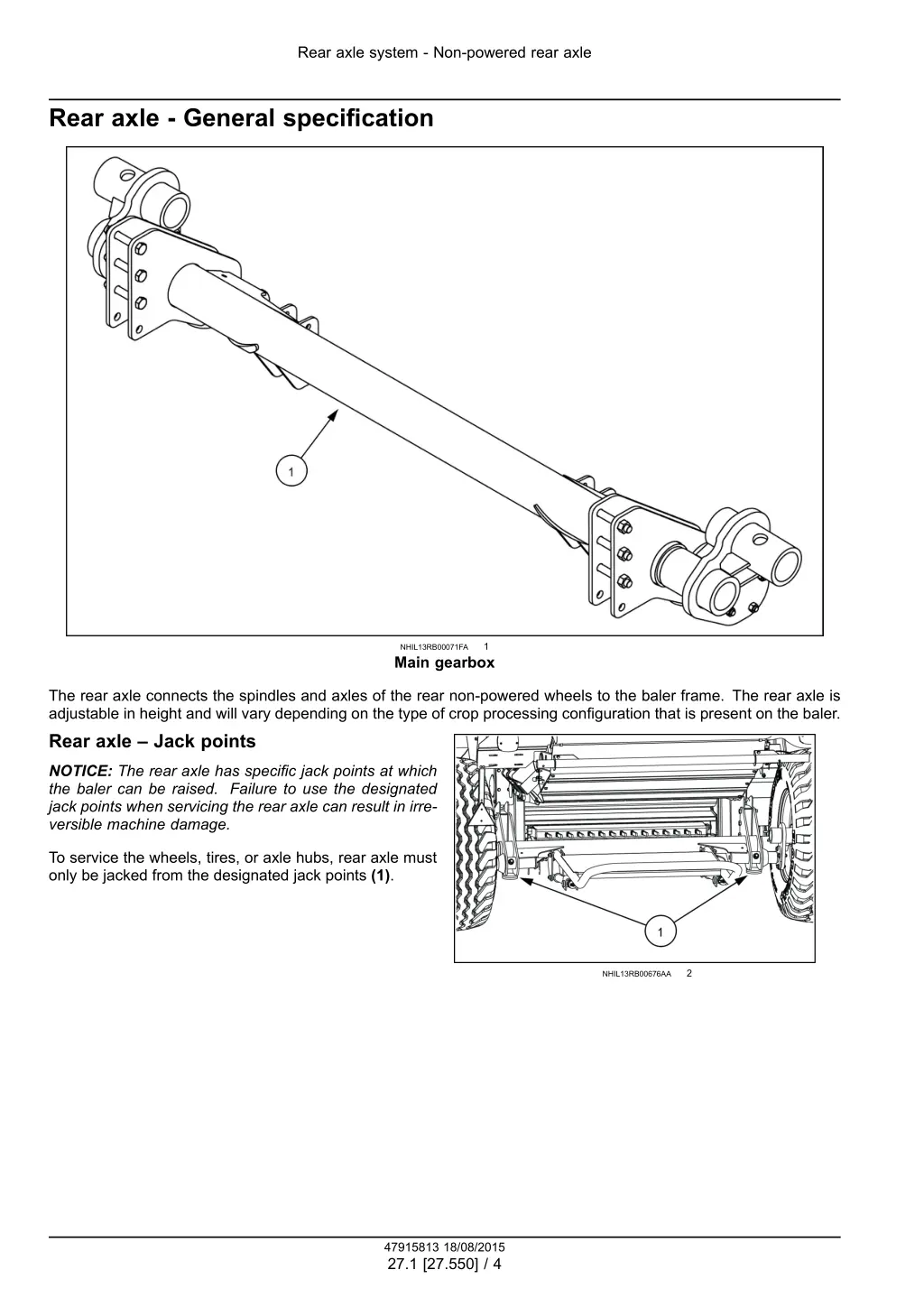 rear axle system non powered rear axle 1