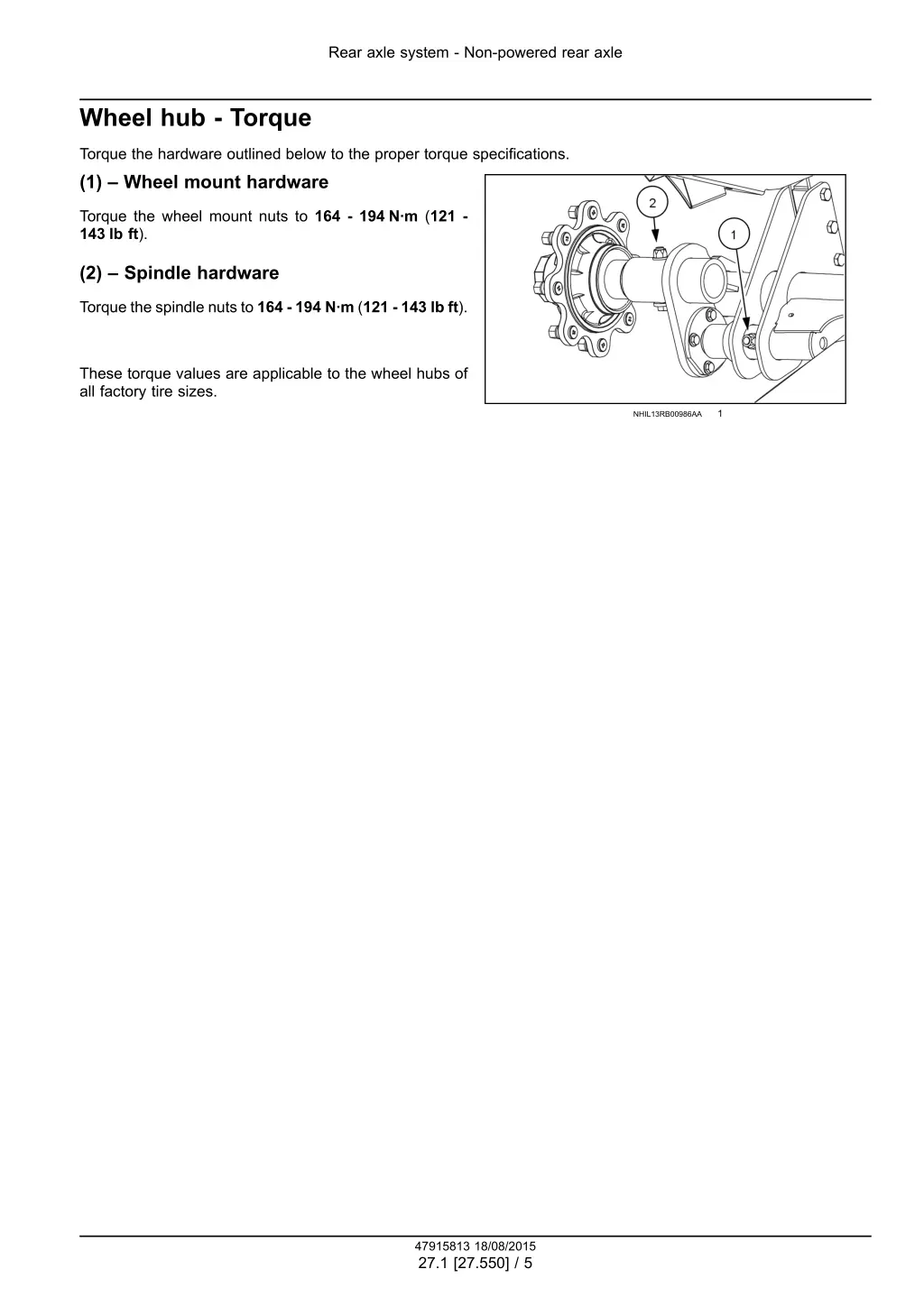 rear axle system non powered rear axle 2