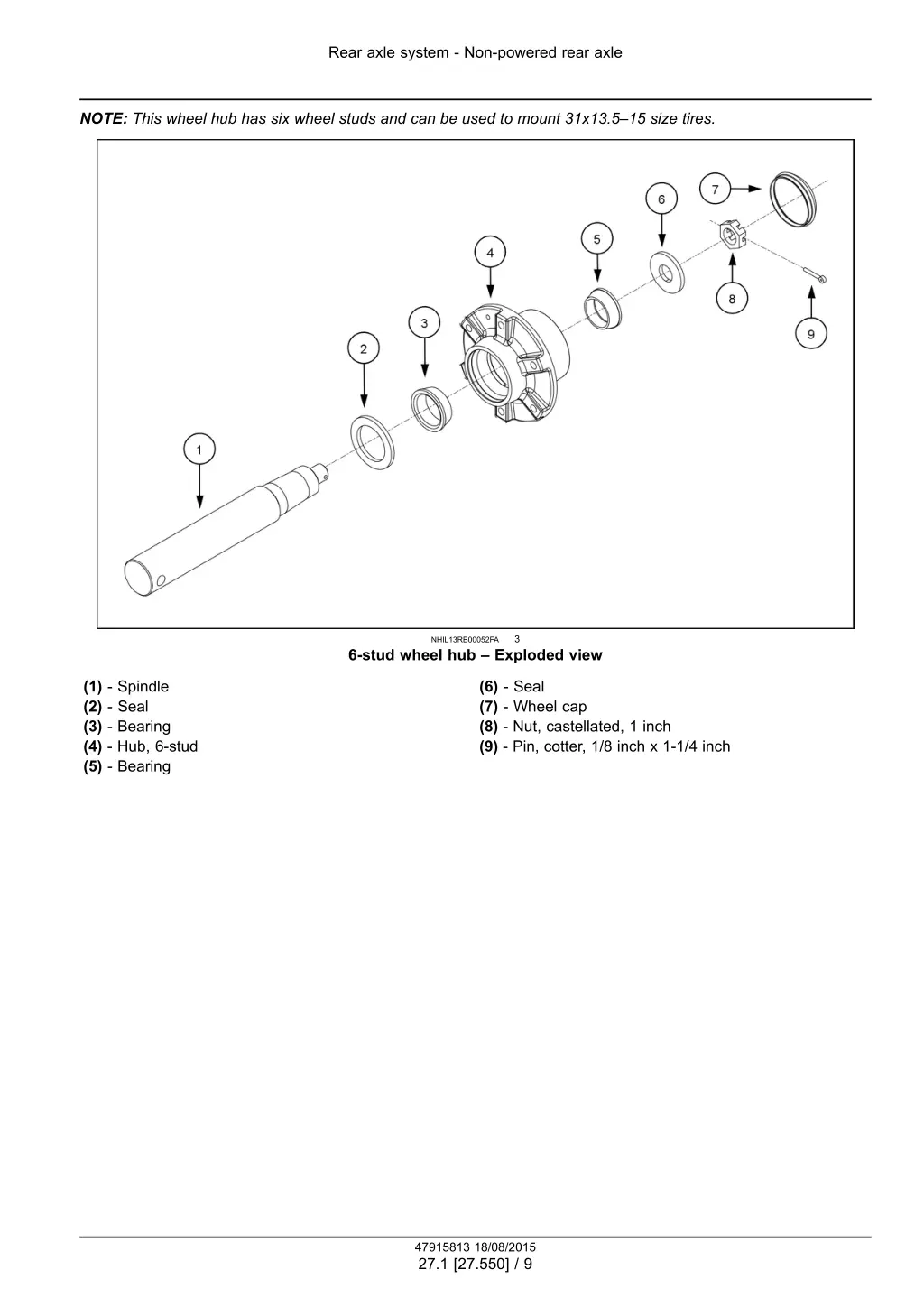 rear axle system non powered rear axle 6