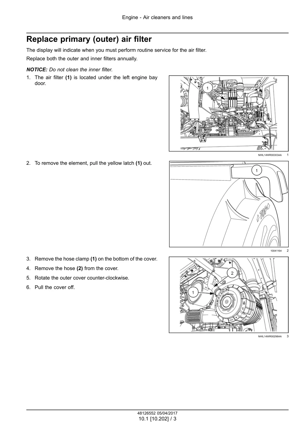 engine air cleaners and lines