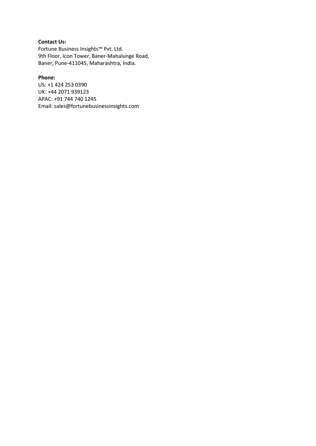 contact us fortune business insights