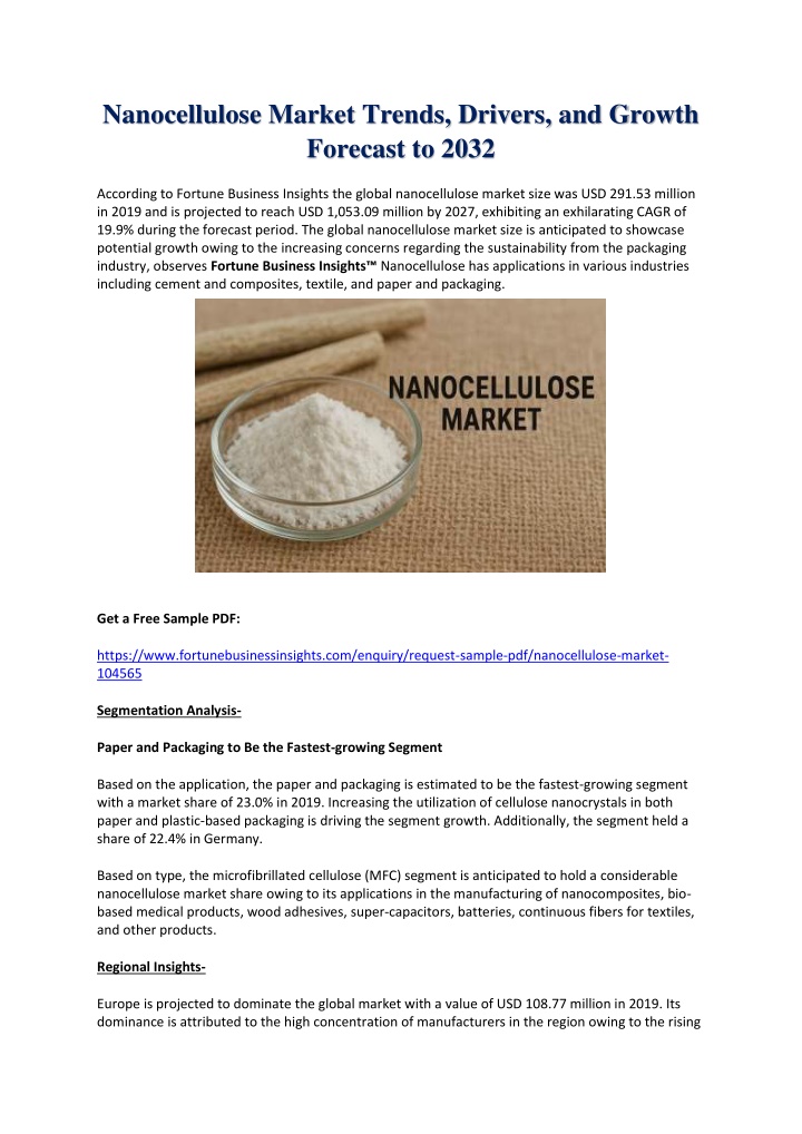 nanocellulose market trends drivers and growth