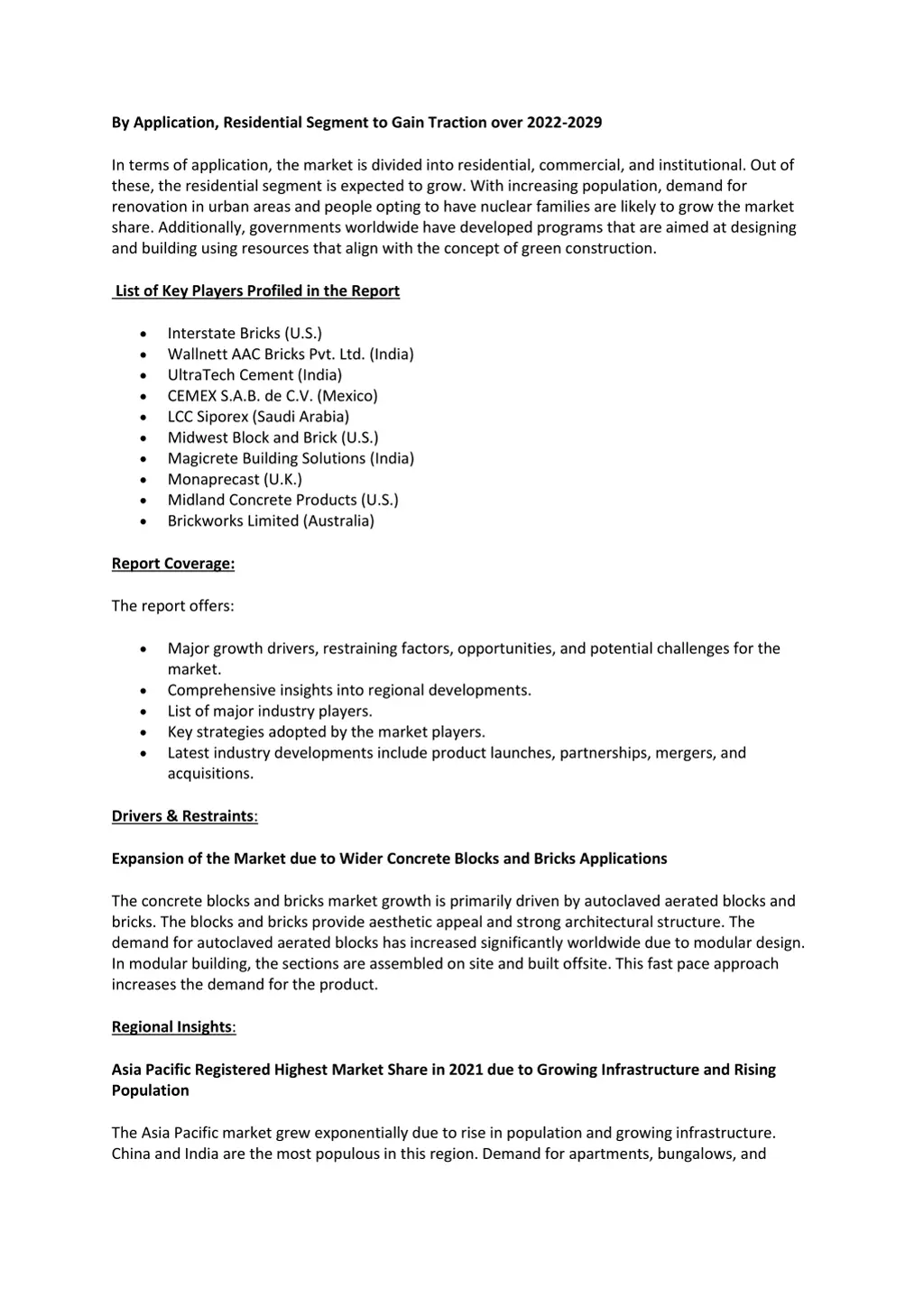 by application residential segment to gain