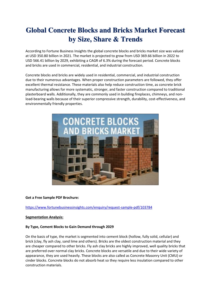 global concrete blocks and bricks market forecast