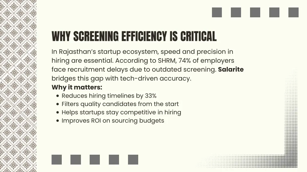 why screening efficiency is critical in rajasthan