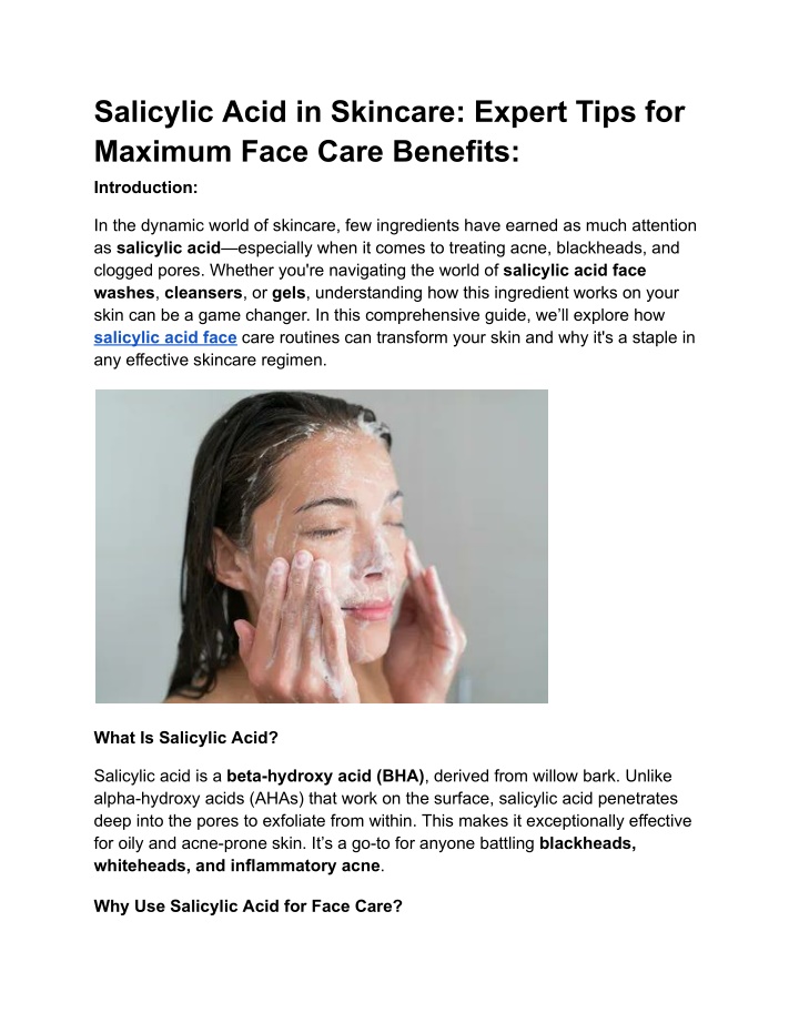 salicylic acid in skincare expert tips