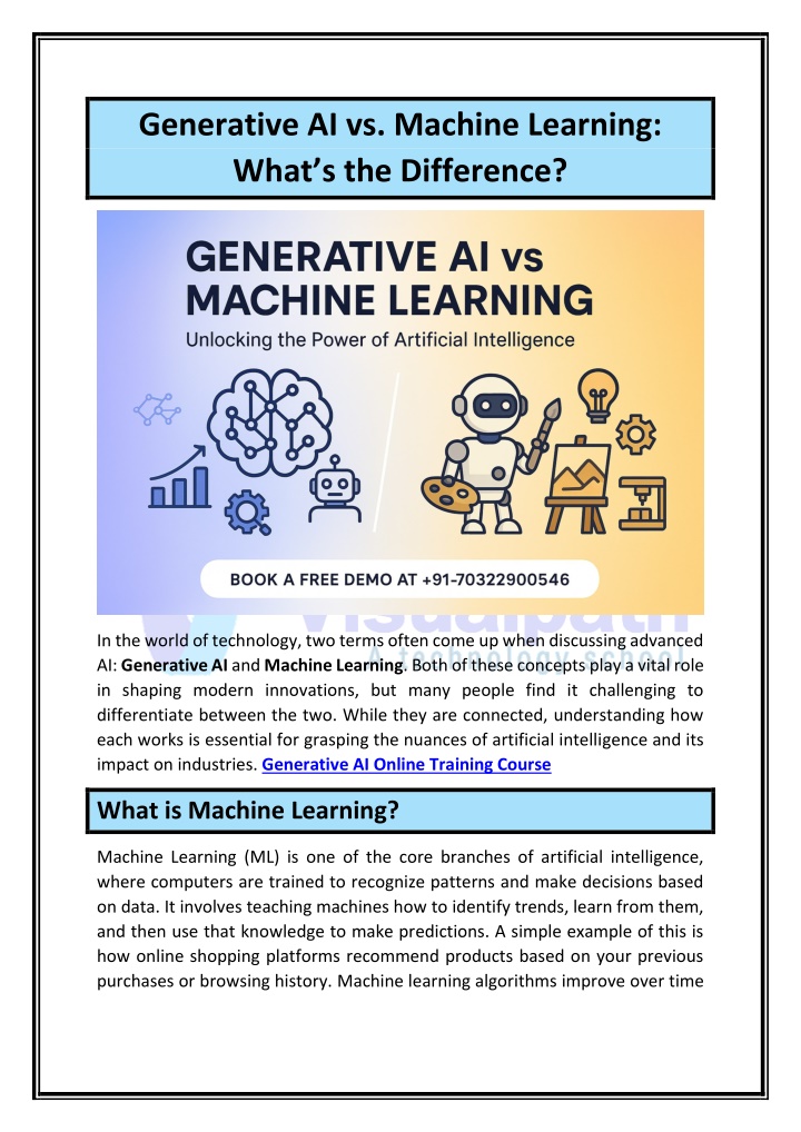 generative ai vs machine learning what
