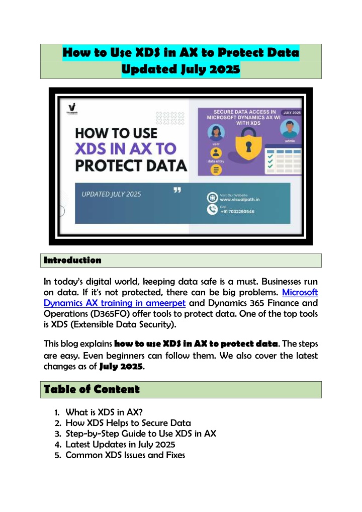 how to use xds in ax to protect data updated july