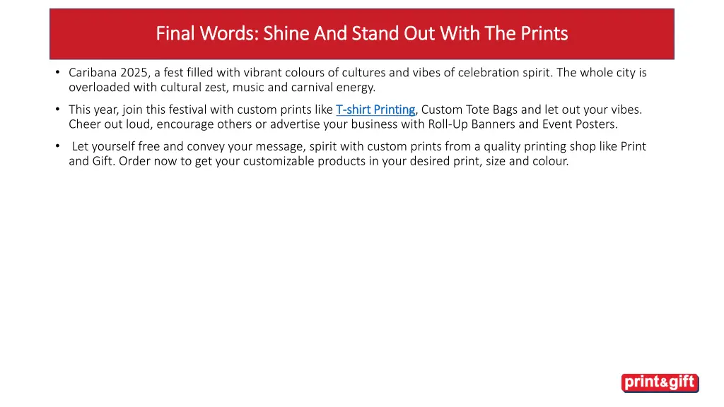 final words shine and stand out with the prints