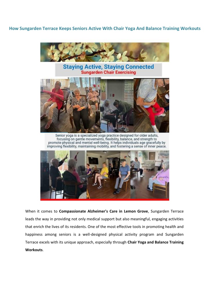 how sungarden terrace keeps seniors active with