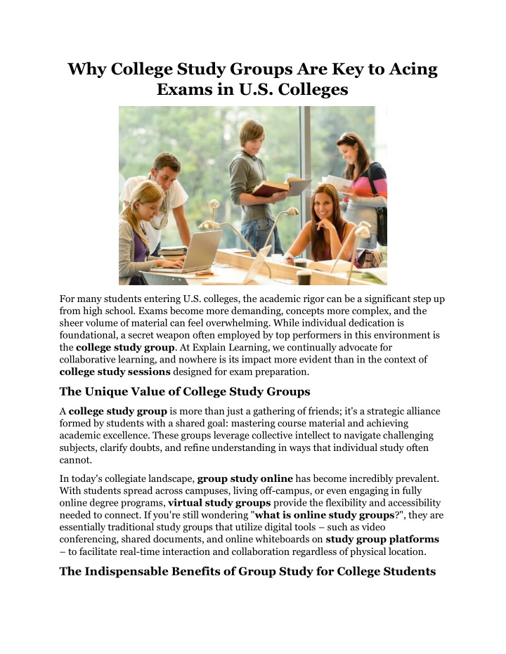 why college study groups are key to acing exams