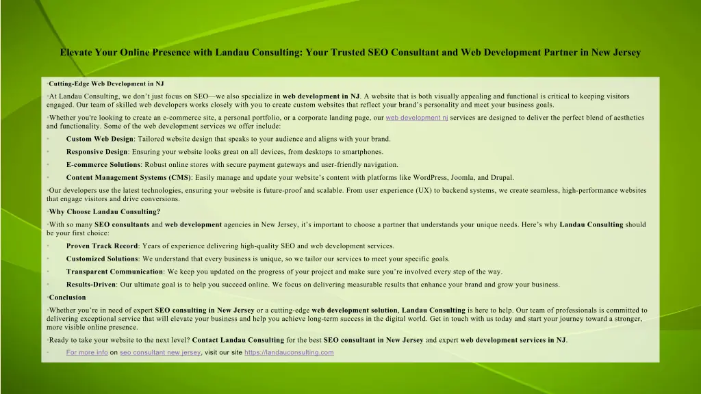 elevate your online presence with landau 1