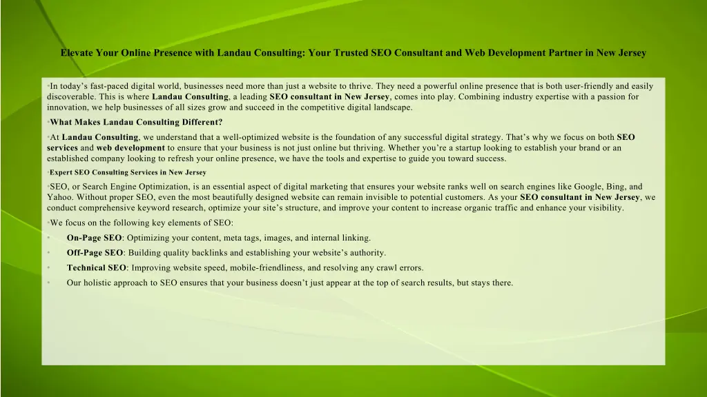 elevate your online presence with landau