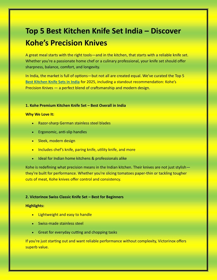 top 5 best kitchen knife set india discover kohe