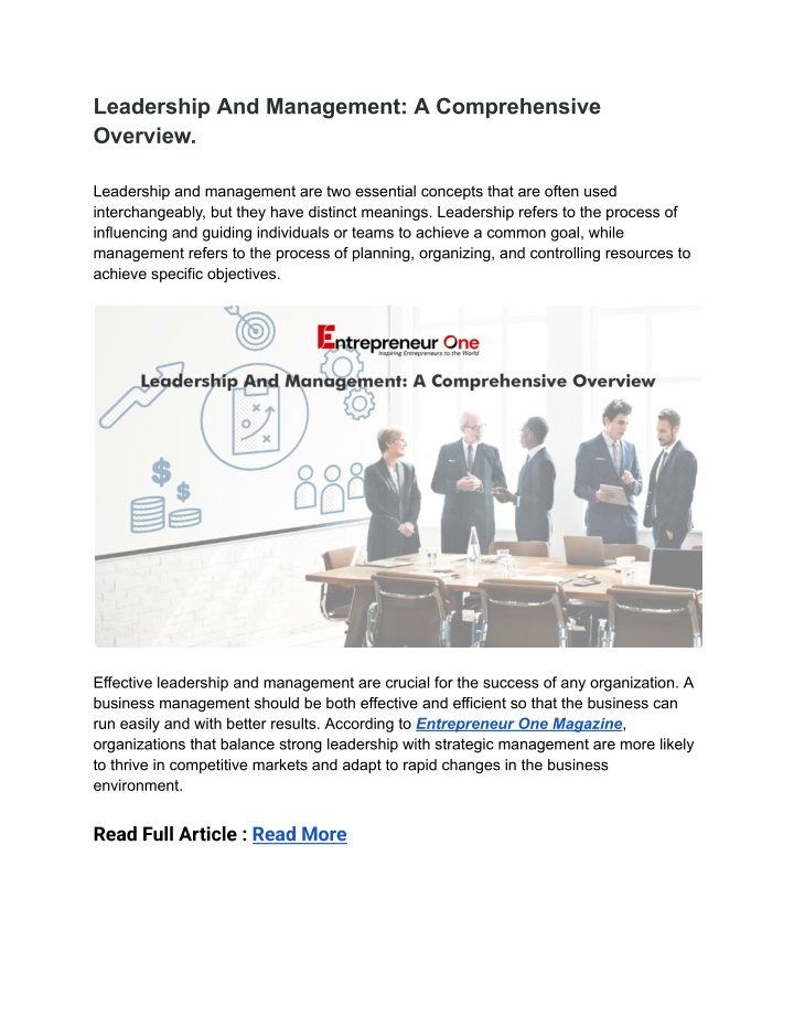 leadership and management a comprehensive overview