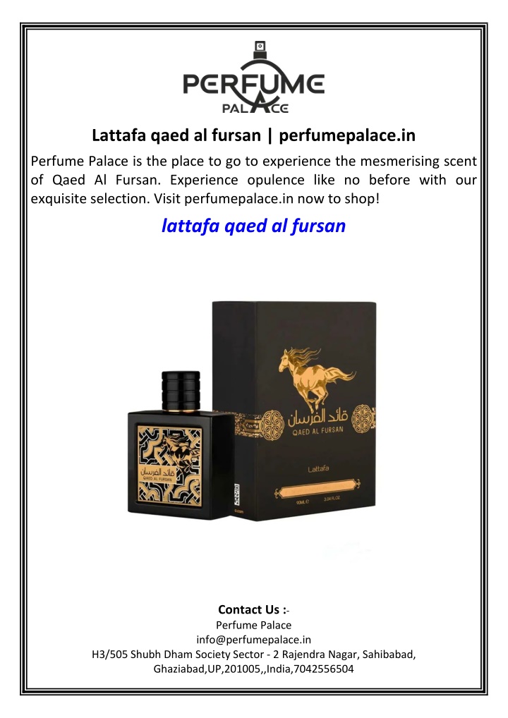 lattafa qaed al fursan perfumepalace in