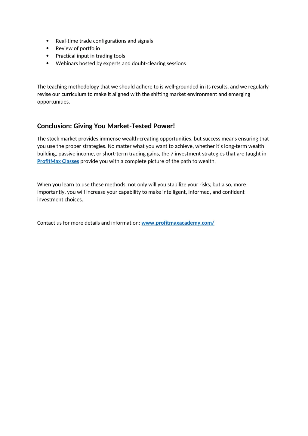 real time trade configurations and signals review
