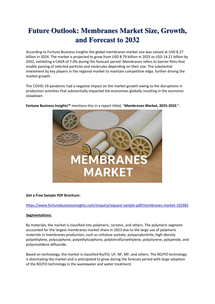 future outlook membranes market size growth