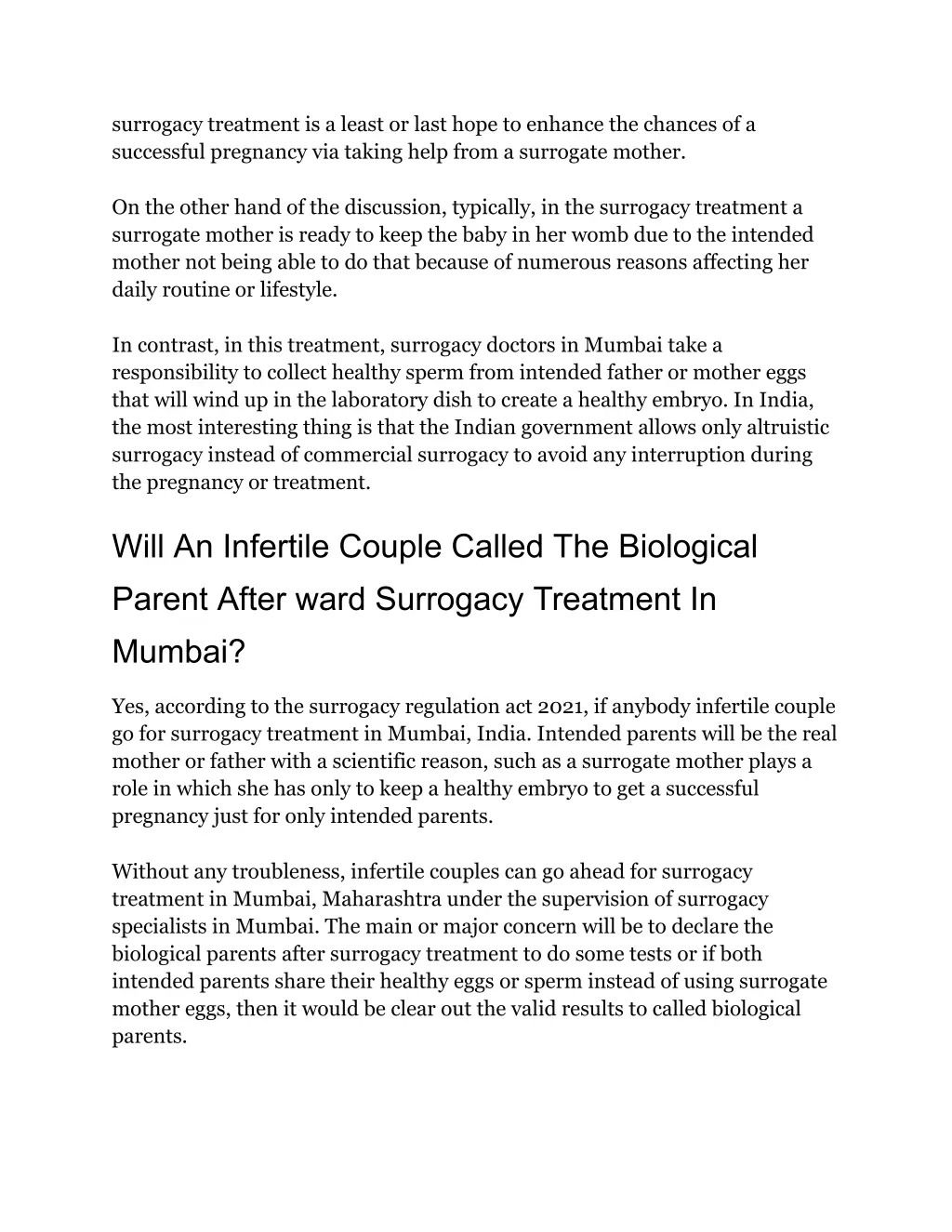 surrogacy treatment is a least or last hope