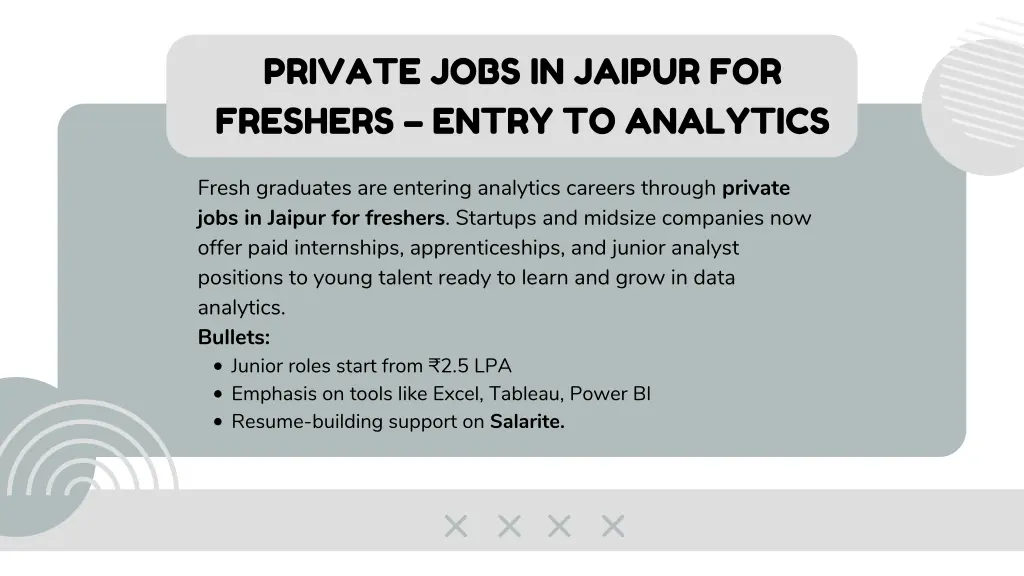 private jobs in jaipur for freshers entry