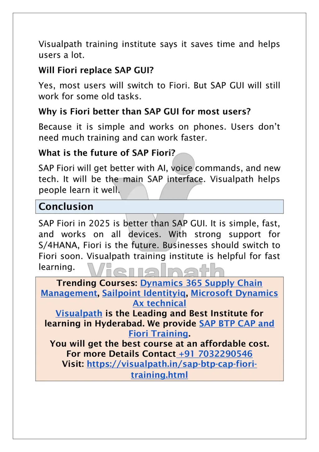 visualpath training institute says it saves time