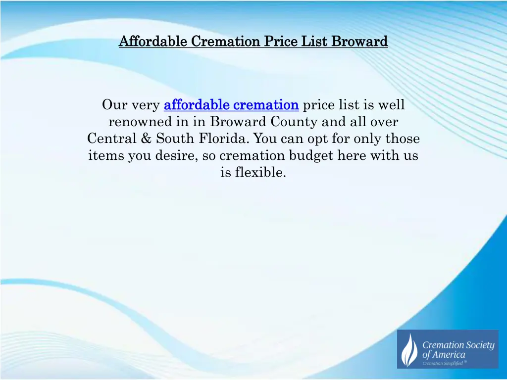 affordable cremation price list broward