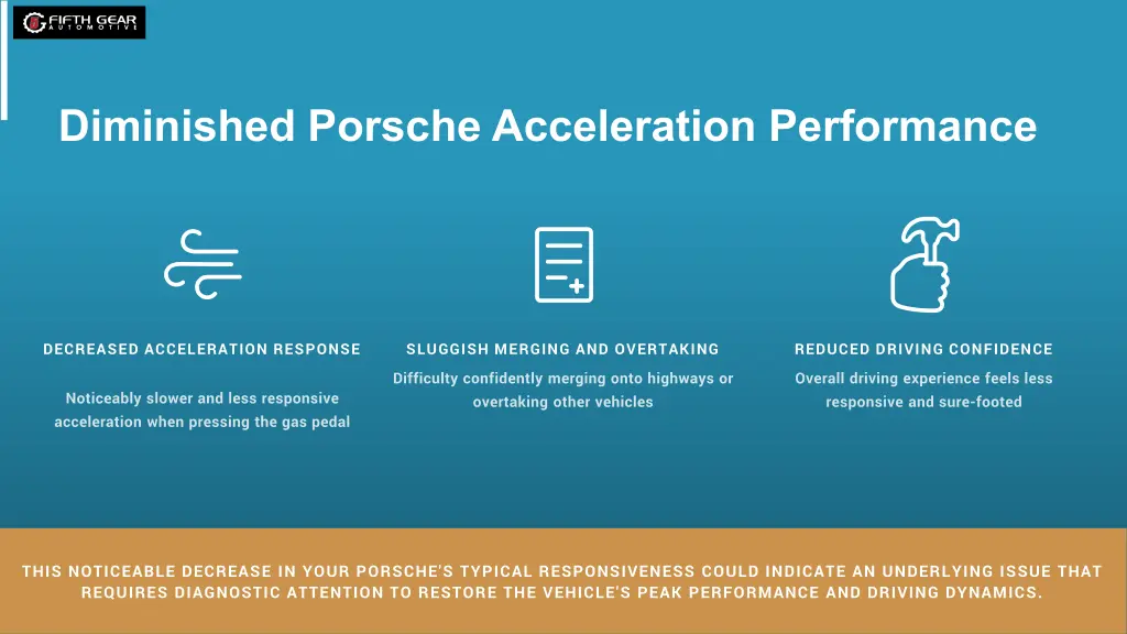 diminished porsche acceleration performance