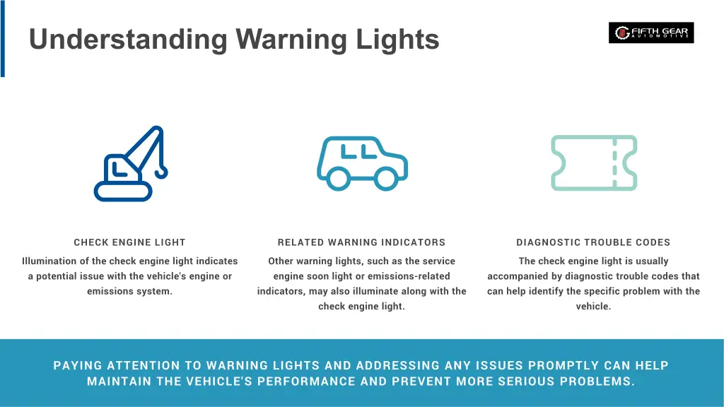 paying attention to warning lights and addressing