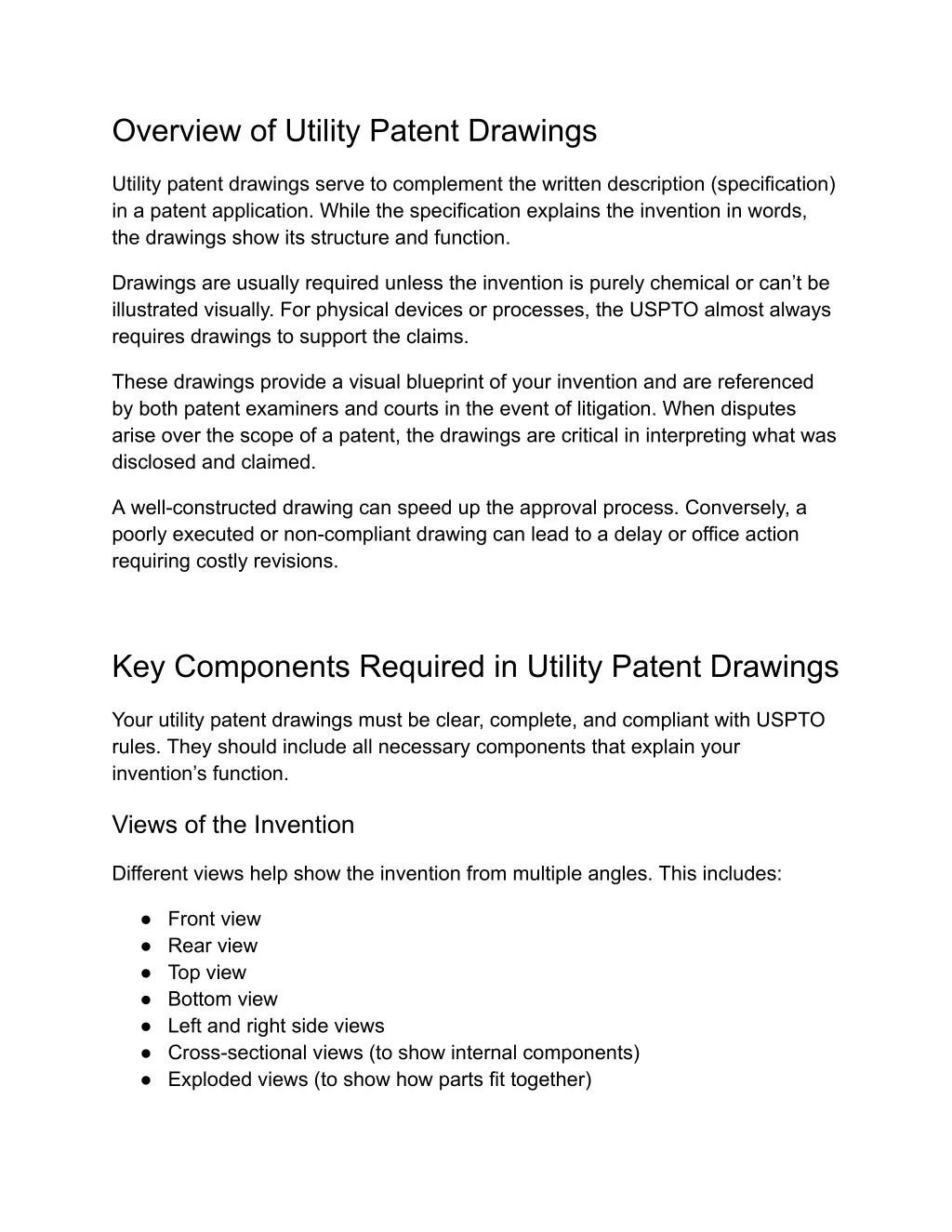 overview of utility patent drawings
