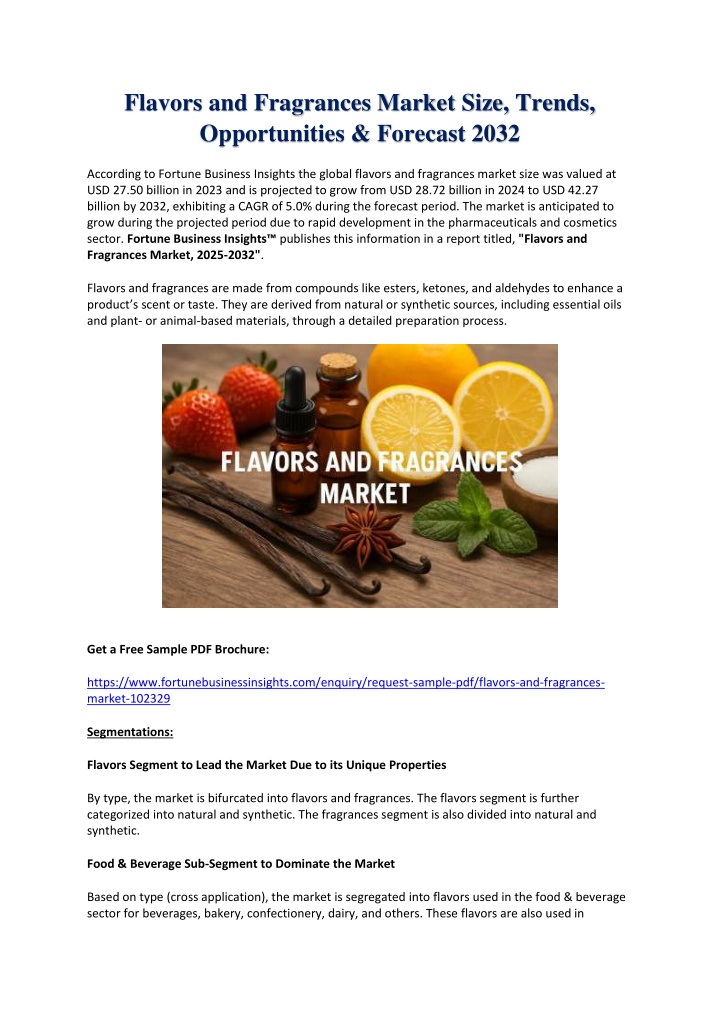 flavors and fragrances market size trends