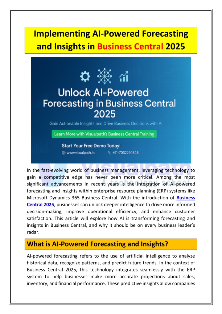 implementing ai powered forecasting and insights