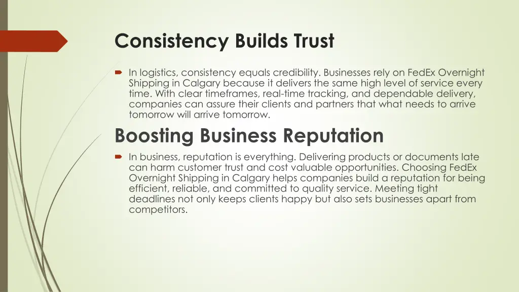 consistency builds trust
