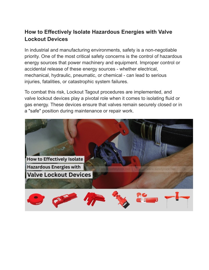 how to effectively isolate hazardous energies