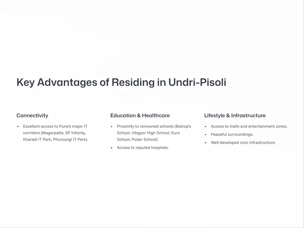 key advantages of residing in undri pisoli