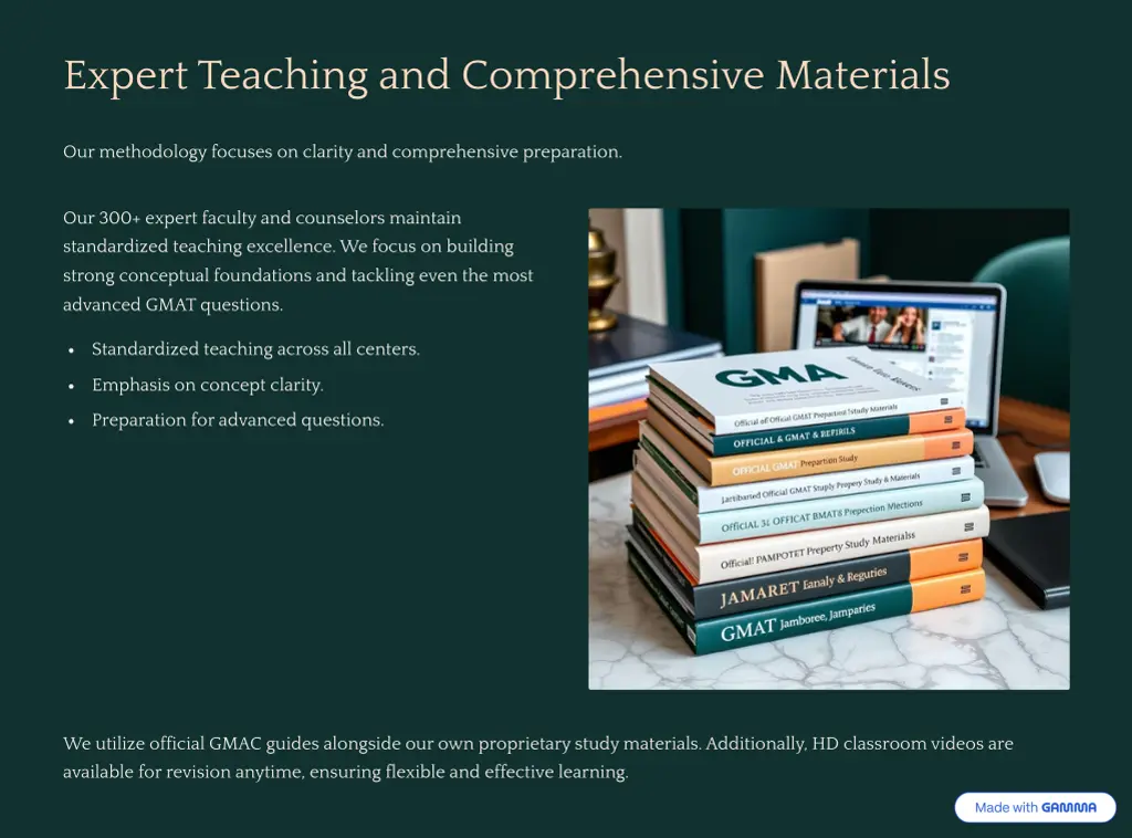 expert teaching and comprehensive materials