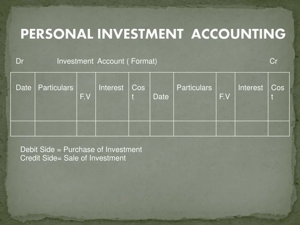 personal investment accounting 1